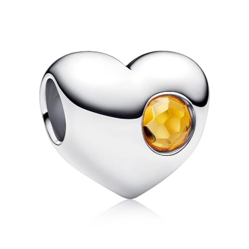 Birthstone Charm, Heart Charm Bead with CZ, for Anniversary Birthday Mothers Valentines Day Christmas Graduation, for Yourself Family Mom Friend Girlfriend Sister Grandma - style: Nov.