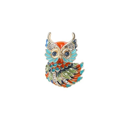 Enamel Bird Brooch for Women Rhinestones Owl/Hummingbird/Eagle/Toucan Lapel Pin Cute Bird Brooches Jewelry Gifts for Mom Wife - color: Colorful-Owl 1