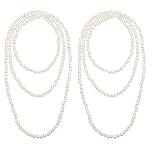 Long Pearl Necklace, Jewelry Faux Pearls Pendants Faux Pearls Strand Beads - color: White