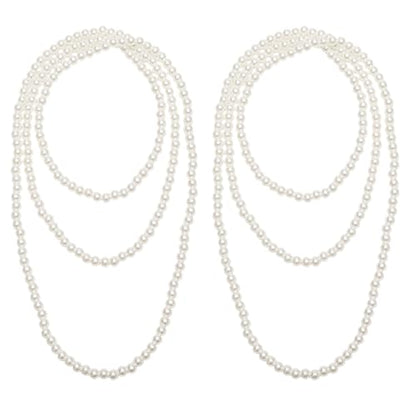 Long Pearl Necklace, Jewelry Faux Pearls Pendants Faux Pearls Strand Beads - color: White