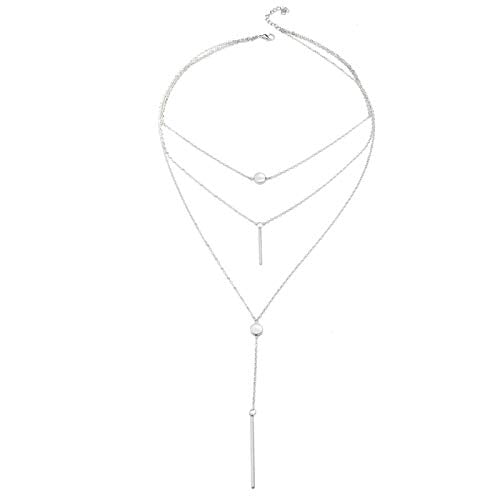 Necklace for Women,Multi Layers Bar Tassel Chain Dangle Charm Pendant Women Boho Necklace Jewelry - color: Golden