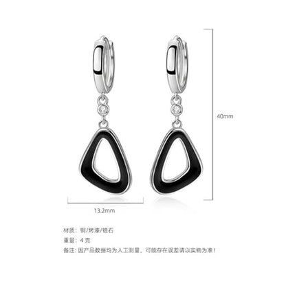 Fashion Huggie Hoop Earrings for Women Teens White Gold Cubic Zirconia Love Heart Hoops Polygonal Exaggerated Geometric Drop Dangle Earrings Black And White Squares Minimalist Everyday Jewelry Gifts - style: Round