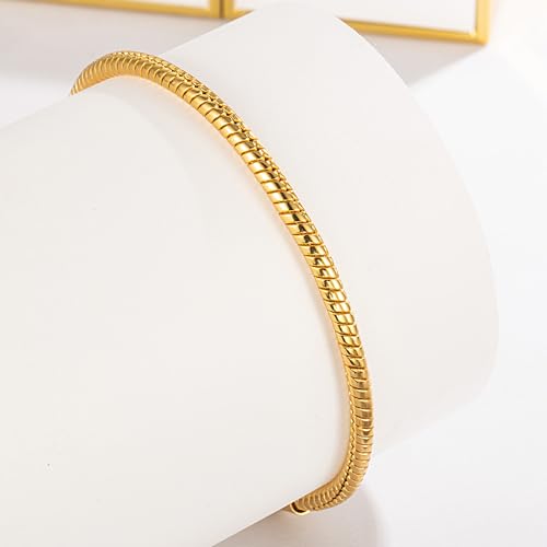Dankadi Italy Smooth 3MM 4MM Round Snake Chain Bracelet Solid 925 Sterling Silver Men Women 6.3" 6.7" 7" 7.5" 8" 8.5" 9" 9.5" Bangle Charm Jewelry Gift - color: 3MM Gold, size: 6.3 inches
