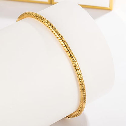 Dankadi Italy Smooth 3MM 4MM Round Snake Chain Bracelet Solid 925 Sterling Silver Men Women 6.3" 6.7" 7" 7.5" 8" 8.5" 9" 9.5" Bangle Charm Jewelry Gift - color: 3MM Gold, size: 8.5 inches