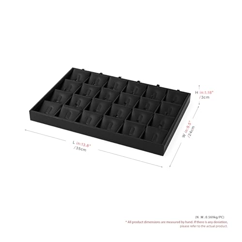 Oirlv Leather Ring Display Tray Black | Cushioned Holders Protect Rings, Perfect for Collection Display - style: P01707