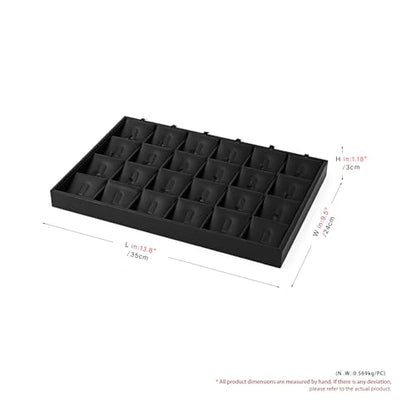 Oirlv Leather Ring Display Tray Black | Cushioned Holders Protect Rings, Perfect for Collection Display - style: P01707