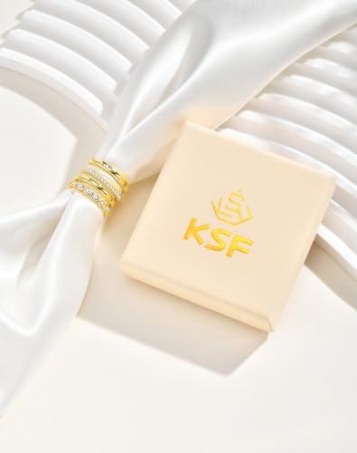 KSF 2Pcs / 3Pcs / 4Pcs Stackable Rings for Women, Gold and Silver Plated Stack Ring Set for Everyday Wear, Gift for Her - color: Metallic-4pcs