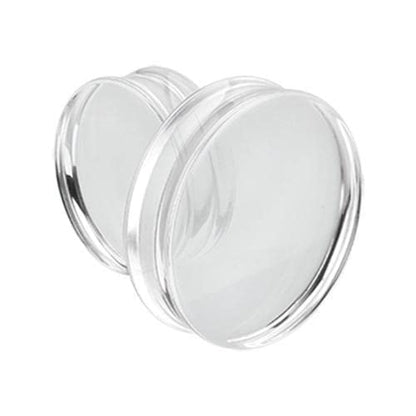 1 PAIR (2pcs) CLEAR ACRYLIC PLUGS Double Flare Gauges Solid Saddle Thin Ear Flesh Tunnels 1012 - size: 1/2" (12MM)