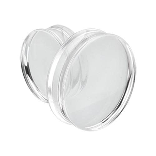 1 PAIR (2pcs) CLEAR ACRYLIC PLUGS Double Flare Gauges Solid Saddle Thin Ear Flesh Tunnels 1012 - size: 1" (25MM)