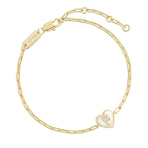 Gold Initial Bracelet For Women, 14k Gold Letter Bracelets | Adjustable Stacking Bracelets Jewelry Gift For Women, Valentines Mother Christmas Jewelry for Women Her 6.5-8 Inch - color: F