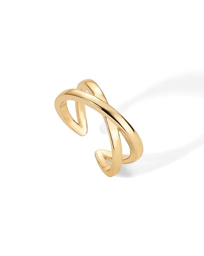 PAVOI 18K Gold Plated Toe Rings for Women | Trendy Criss-Cross and Classic Band Toe Ring - style: Criss Cross