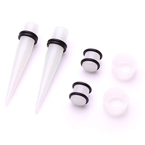 JieyueJewelry 50/54 Pcs Ear Stretching Kit 14G-00G | Acrylic Tapers & Plugs with Silicone Tunnels, Ear Gauges Expander Set Body Piercing Jewelry for Women and Men - color: Transparent Luminous