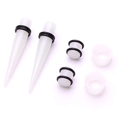JieyueJewelry 50/54 Pcs Ear Stretching Kit 14G-00G | Acrylic Tapers & Plugs with Silicone Tunnels, Ear Gauges Expander Set Body Piercing Jewelry for Women and Men - color: Transparent Luminous