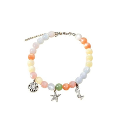 COLORFUL BLING Dopamine UV Reactive Color Changing Resin Beaded Anklet for Women Boho Starfish Seashell Turtle Dolphin Charm Foot Chain Summer Beach Vacation Jewelry - style: style 3