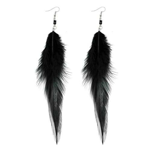 RUOFFETA Long Feather Earrings for Women, Boho Bohemian Earrings Multicolor Tassel Handmade Feather Earrings for Women Dangling - style: Style M