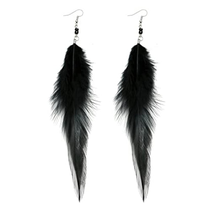 RUOFFETA Long Feather Earrings for Women, Boho Bohemian Earrings Multicolor Tassel Handmade Feather Earrings for Women Dangling - style: Style M
