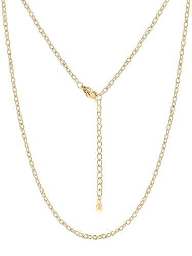 Silvora Necklace Chain for Women, 2.5MM Silver Chains Rolo Cable Necklace 316L Stainless Steel 14K Gold Plated Black Rose Gold Plated Womens Chain for Pendant 14"-30" Length - color: Gold, size: 14 Inch
