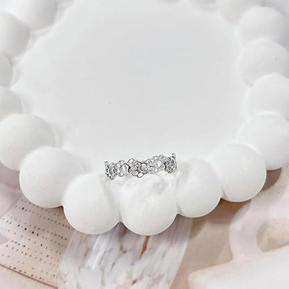 Fashionable and Cute Hollow Cat Claw Footprint Stainless Steel Open Ring Female Creative Couple Ring Animal Jewelry - color: silvery