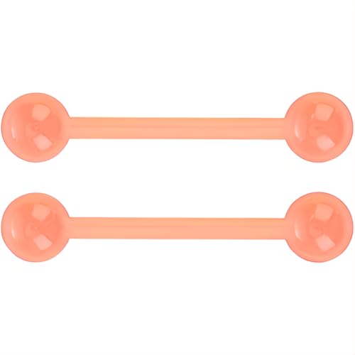 Barbell Piercing Set for Women Men 14 G Hypoallergenic Nipple Piercings Flexible Acrylic Tongue Ring Jewellery Bars Kit Long Stud Cute Body Jewelry 2 pcs Length 16 MM - color: Orange