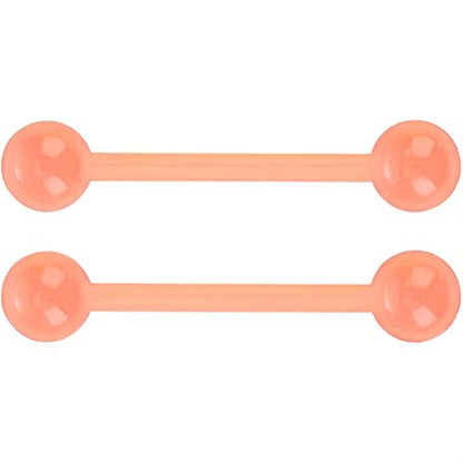 Barbell Piercing Set for Women Men 14 G Hypoallergenic Nipple Piercings Flexible Acrylic Tongue Ring Jewellery Bars Kit Long Stud Cute Body Jewelry 2 pcs Length 16 MM - color: Orange