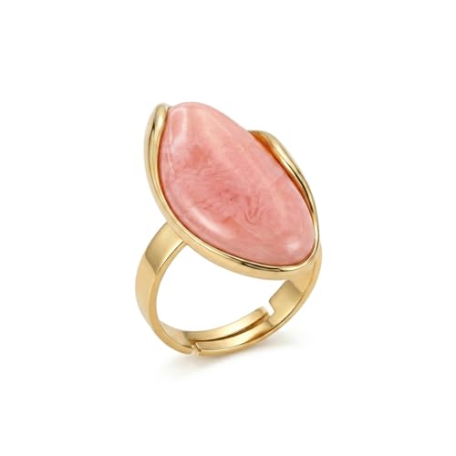 Colorful Chunky Statement Ring for Women Large Oval Acrylic Ring Boho Geometric Finger Ring Summer Beach Jewelry Gifts - color: Pink