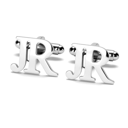 Custom Men’s Cufflinks - Personalized Cuff Links Initials/Names/Dates - 18K Gold Plated 304 Stainless Steel - Ideal Father’s Day & Christmas Gift for Men - style: Letter Cufflinks