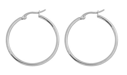 Rounded Hoops Earrings (20mm-60mm Diameter) - color: Silver 30mm