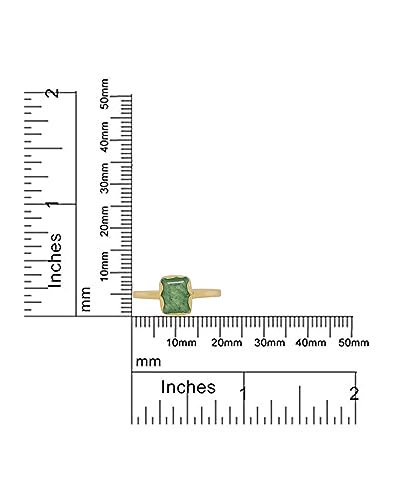 Gold Rings For Women 18k Gold Plated Dainty Non Tarnish Stackable Baguette Gemstone Band Jewelry Gift - color: AVENTURINE