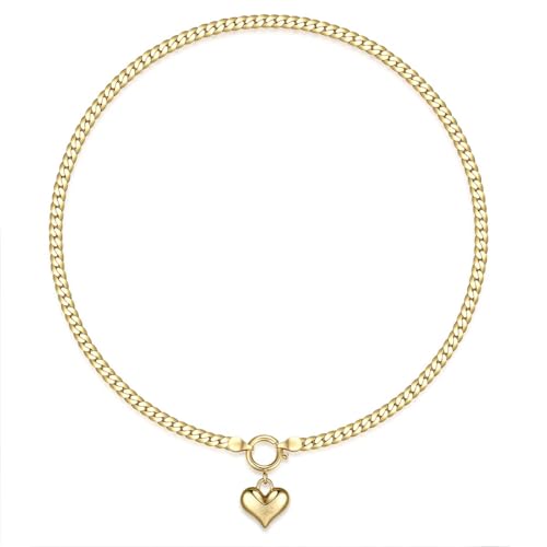 NUZON Sunburst Heart / 2-Tone Interlocking/CZ Evil Eye/Single Pearl/Love Heart Pendant Necklace for Women 14K Gold Chain Necklace Chunky Statement Jewelry - color: "Love you" Heart - Gold