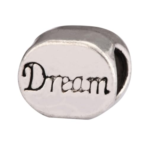 40pcs I Have Dreams Large Hole Beads (4.5mm Hole) Antique Silver - size: Dream Bead