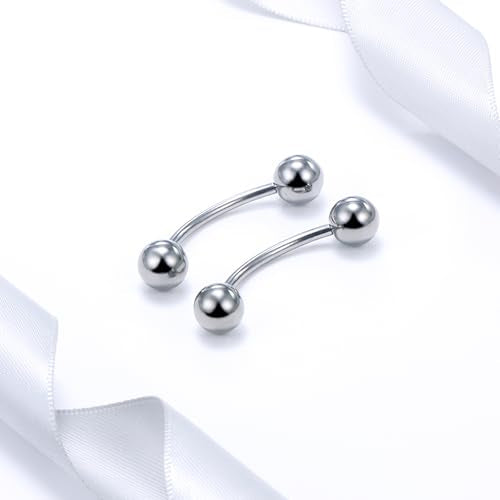 20G 18G 16G 14G 12G 8G 6G 4G 2G Astm F136 Titanium Internal Thread Eyebrow Piercing Jewelry Curved Barbell Vertical Labret Lip Daith Rook Earrings Navel Belly Button Ring Piercing Jewelry - style: 16G, 14MM Length, Ball