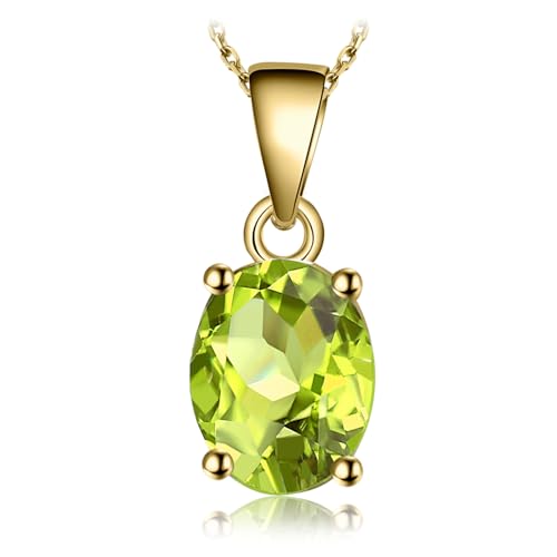 JewelryPalace Natural Gemstone Garnet Peridot Amethyst Citrine Blue Topaz Birthstone Solitaire Pendant Necklace Jewelry Set, 14k Gold Plated 925 Sterling Silver Necklaces for Women, 18 Inch Box chain - color: K-Yellow Gold Plated Brass-CZ