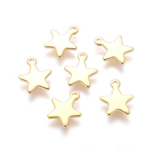 Mega Pet 200pcs Stainless Steel Star Pendants Charms Golden Celestial Star Jewelry Charms DIY Accessories for Bracelets Necklaces Jewerly Making - size: 10x8x0.8mm#Star