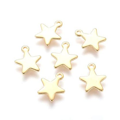 Mega Pet 200pcs Stainless Steel Star Pendants Charms Golden Celestial Star Jewelry Charms DIY Accessories for Bracelets Necklaces Jewerly Making - size: 10x8x0.8mm#Star