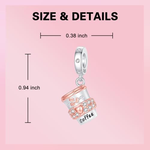 Family Love Mother Daughter Grandma Charm 925 Sterling Silver fits Bracelets Necklace Pendant Bead Charms Jewelry Gift for Women Family Friends - color: Coffee Cup Charm-A