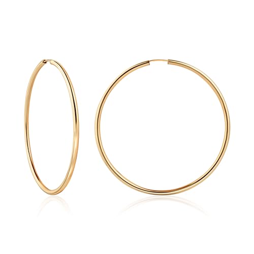 Barzel 18K Gold Plated Endless Hoop Earrings, 3mm Thick, High Polish Finish, Tarnish Free - size: 70 millimeters