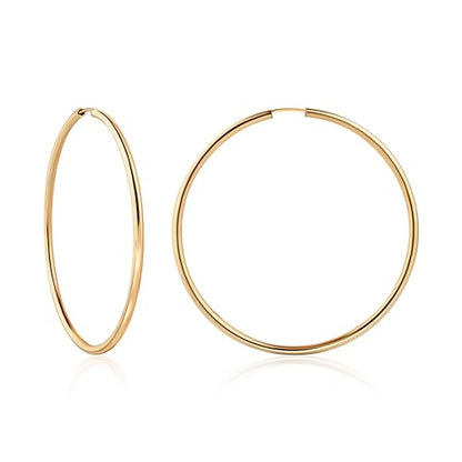 Barzel 18K Gold Plated Endless Hoop Earrings, 3mm Thick, High Polish Finish, Tarnish Free - size: 70 millimeters