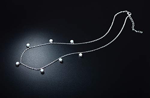 Barzel 18K White Gold & 18K Rose Gold with Created Fire Opal Necklaces In 18 Inches with 2 Inches Extension - color: White Gold