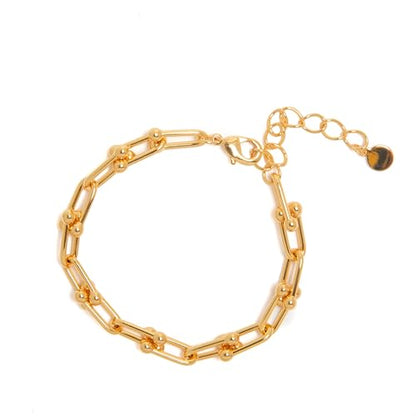Timeless 18K Gold Vermeil Bracelet for Women, Hypoallergenic Nickel-Free Charm, Durable Everyday Jewelry Gift Tarnish-Resistant - style: Gold Link Bracelet