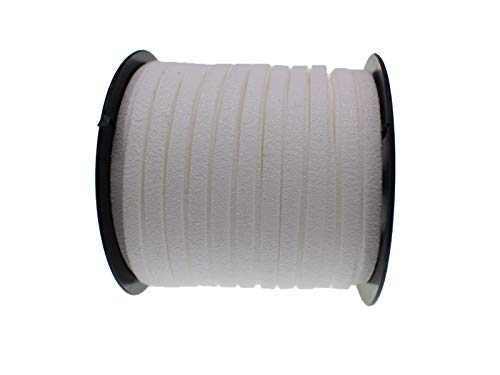 5mm Faux Suede Leather Cord String for Jewerly Making 40 Yards White Bracelet Cords Flat Thin Leather Lace Thread for Necklace-Chocker & DIY Projects - size: 40 Yards White
