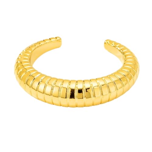 Chunky Geometric Textured Open Cuff Bangle Bracelet for Women Men Trendy Hammered Statement Cuff Bracelet Spiraled Oval Charm Cuff Bracelet Jewelry Gifts - color: Gold