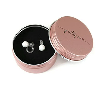 Round Simulated Shell Pearl Invisible Clip-On Earrings for Non-Pierced Ears (6mm, White)