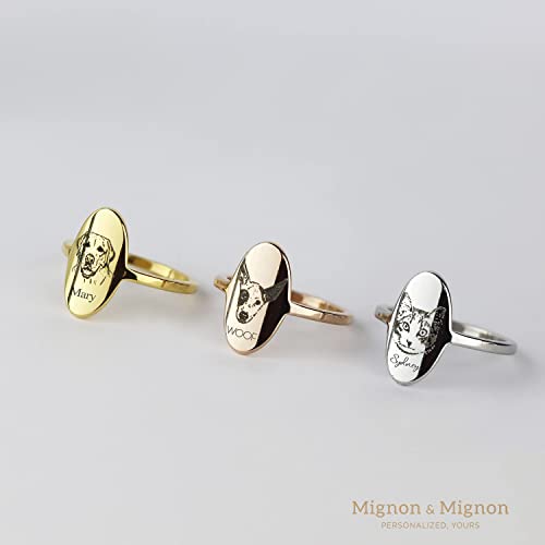 MignonandMignon Custom Pet Portrait Jewelry Mother's Day Gift Dog Lover Personalized Ring for Her Cat Lover Unique - OR-AP