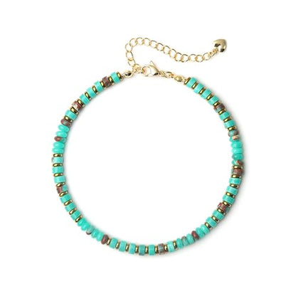 XIJIN Natural Stone Beaded Anklets for Women Handmade Beach Boho Turquoise Beads Ankle Bracelet Jewelry Gift for Her - color: O