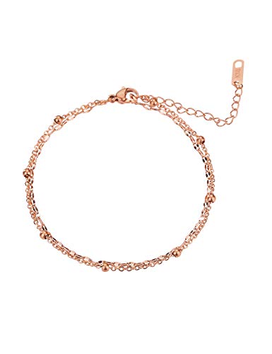RoseGold Ankle Bracelets for Women - Layered Anklets - Link Foot Jewellery - color: RoseGold - 6#