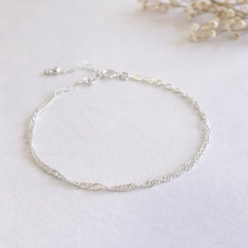 Sterling Silver Chain Bracelets for Women - Dainty 925 Silver Adjustable Bracelets, Minimalist Layering Jewelry, Stackable Chain Styles - style: D