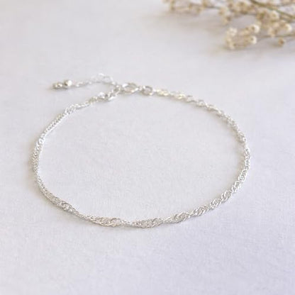 Sterling Silver Chain Bracelets for Women - Dainty 925 Silver Adjustable Bracelets, Minimalist Layering Jewelry, Stackable Chain Styles - style: D