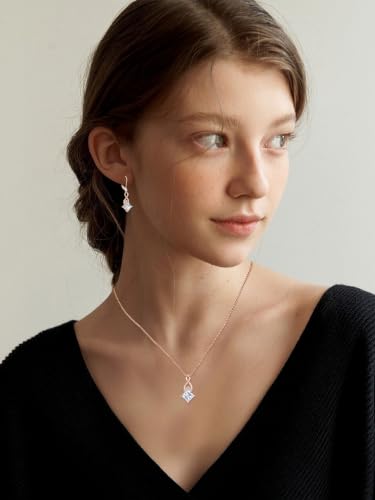 Infinity Necklace 925 Sterling Silver Princess Cut Pendant Birthstone Jewelry for Women - color: Golden Rose