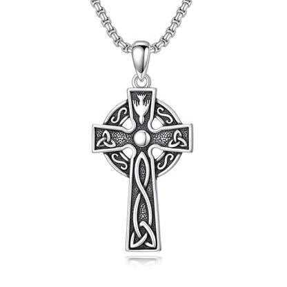Cross Necklace for Men Women 925 Sterling Silver Cross Pendant Necklace Christian Religious Jewelry Gifts for Anniversary - color: 10-Celtic cross