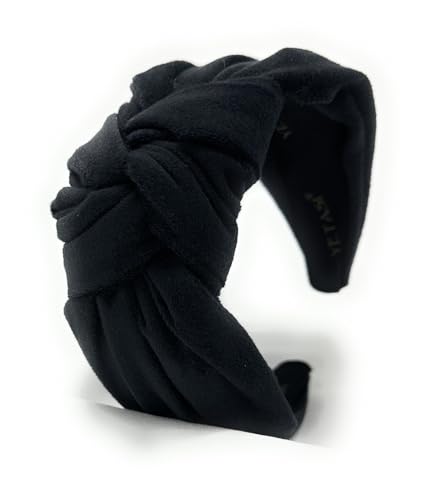 Chunky Black Velvet 2.5 Inches Thick Knotted Headband for Women Headbands Women Girls Trendy, Womens Headbands are Head band for Women's Hair, Cute Top Knot Fashion Designer - color: Chunky Black